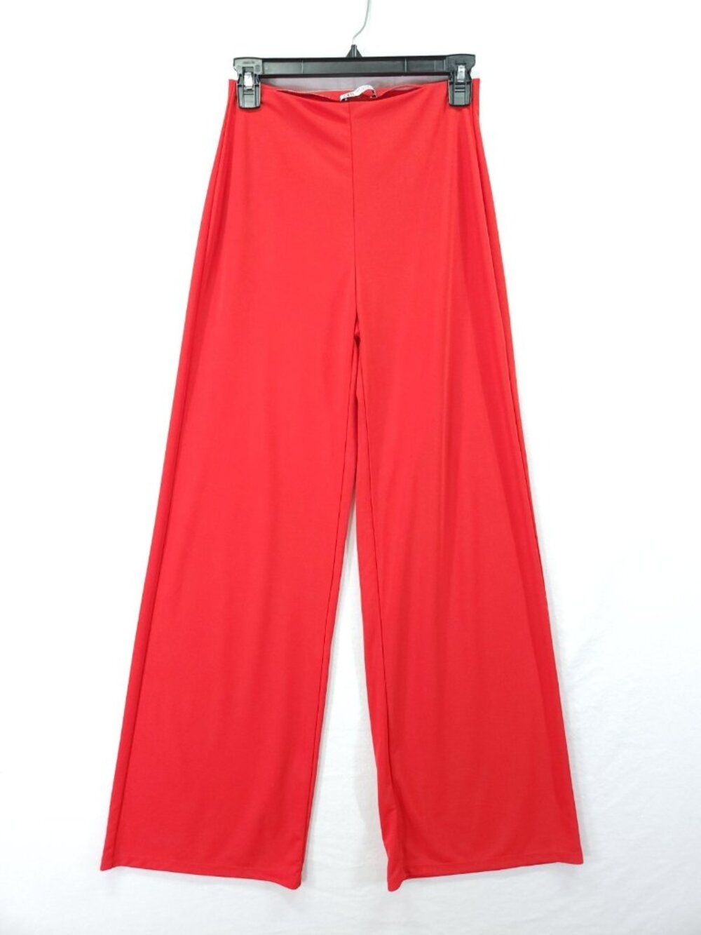 Zara Womens Small 25x30 Red High Waist Wide Leg Stretch Pull On Pants Trousers